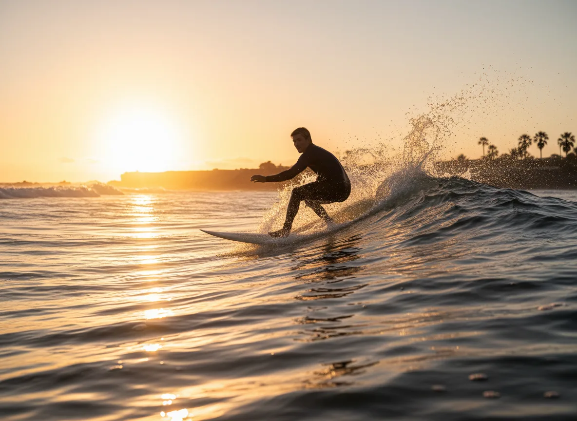 Surfer at sunrise