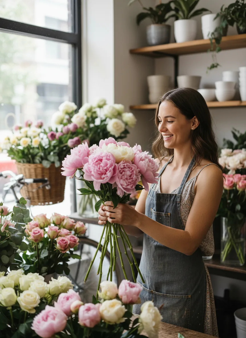 Florist in her shop